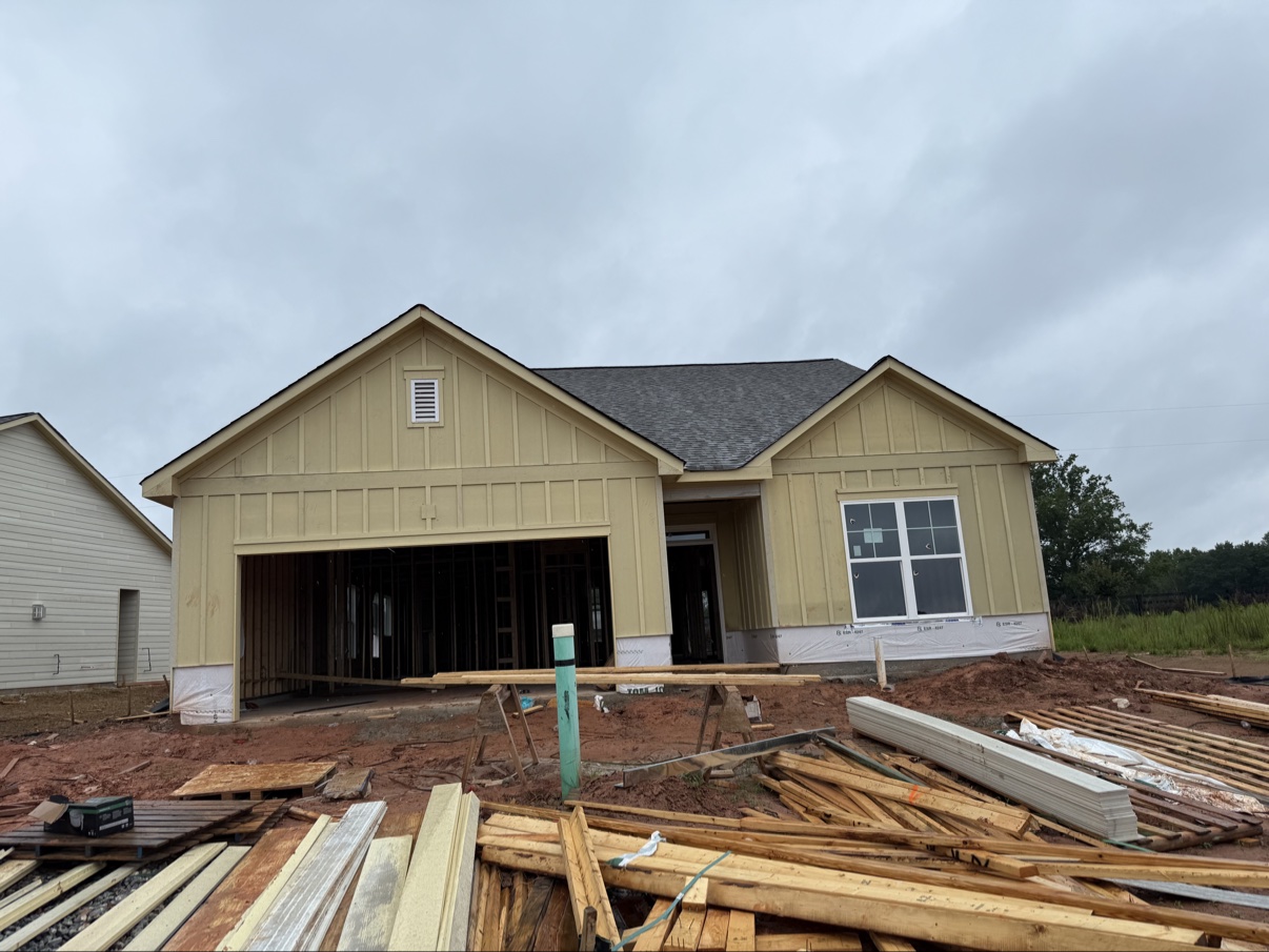 Board and batten siding on new home
